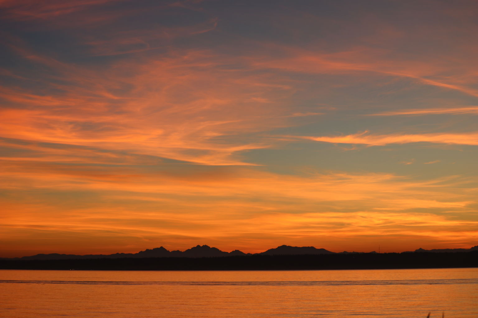 Striking sunrise over the Puget Sound.